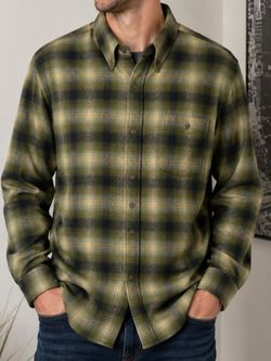 Weatherproof Vintage Plaid Shirt XXL Green Olive Flannel Button Up Long Sleeve