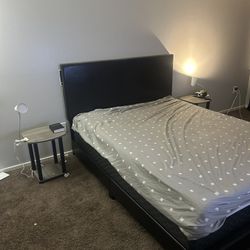 Queen Size Bed Frame Boxspring And Tables 