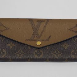 Louis Vuitton SarahMonogram Reverse Giant canvas rectangular wallet 100% Authentic