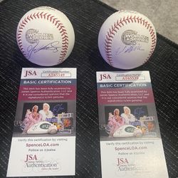 Juan Uribe/Willie Harris White Sox Signed 2005 World Series Baseballs 