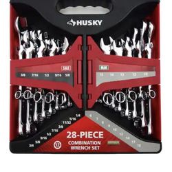 Open and 28 piece husky Wrenches