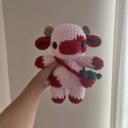 *Strawberry Cow Crochet* Handmade Plushie  