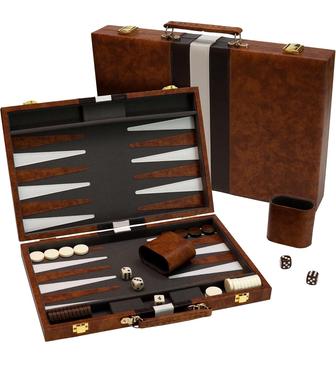 Make Me An Offer Backgammon Board Game, Deluxe Leather Like Case, Classic Backgammon Game, Popular Board Game, Board Games (Medium (15"))