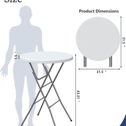Folding Round Table, 32in Cocktail Table, High Top Table with Removable Legs, Foldable Bar Tables, Pub Tables for Weddings, Parties,Patio, Business Ev