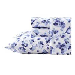 Laura Ashley Emelisa Blue Flannel Queen Sheet Set