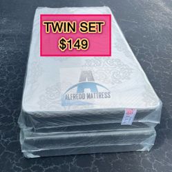 Twin Mattress Set – NEW – Medium Firm Support – Box Spring Included – Delivery Available