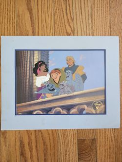 $10.00 - Disney Stores Exclusive 1997 Commemorative Lithograph "The Hunchback Of NotreDame" - Gold Seal/Matted!