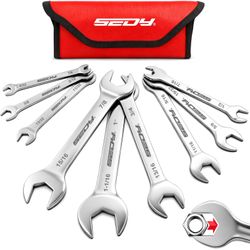 Set of 9 Piece Open End Wrench  SAE 1/4"-1-1/16" 3mm Thickness Slim Wrench Set New Condition