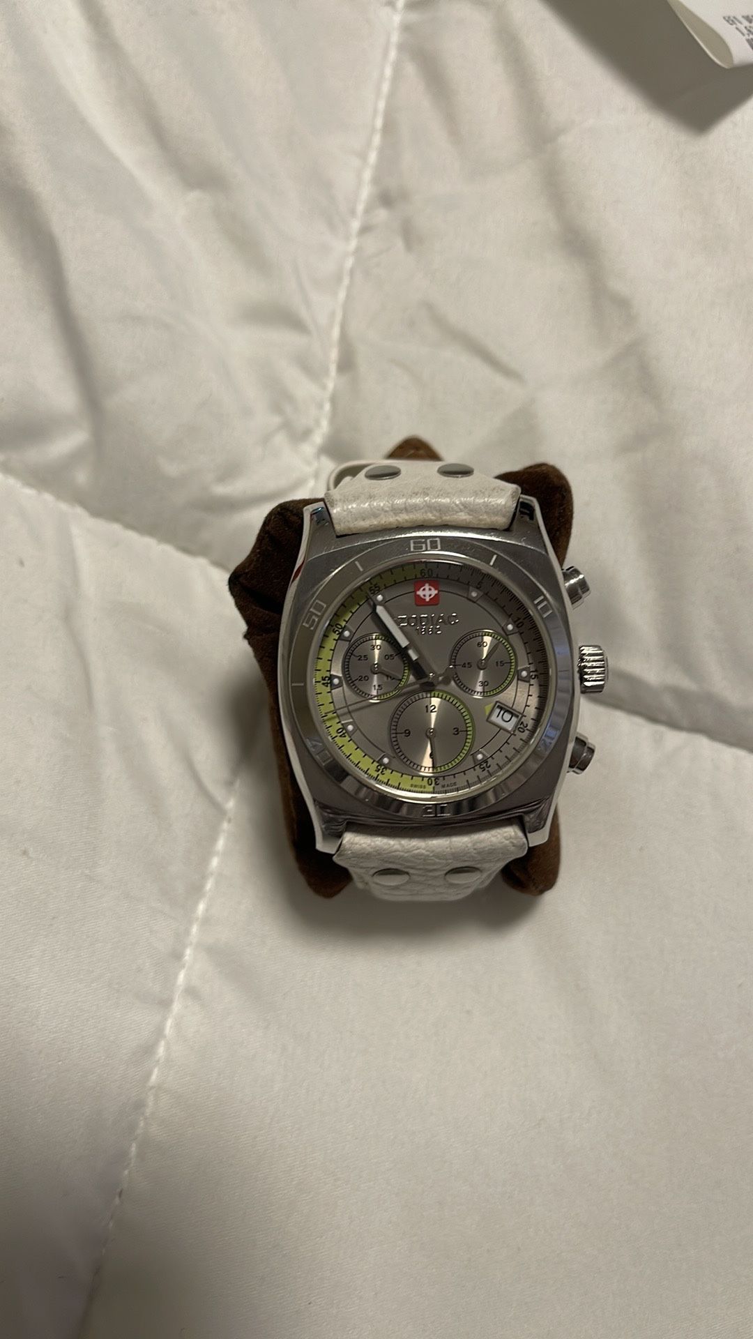 ZODIAC Desert Master Chronograph 3-Eye Watch ZO7011 White Leather Band