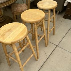 3 Bar Stools Wooden 