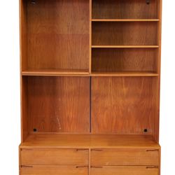 Mid Century Danish Modern Bookcase Media Center Above Chest Of Drawers