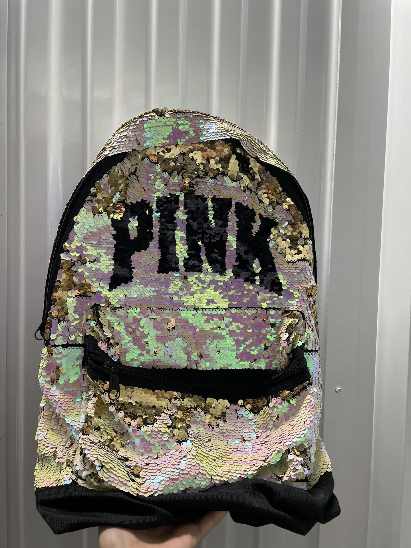 Pink victoria secret sequin backpack
