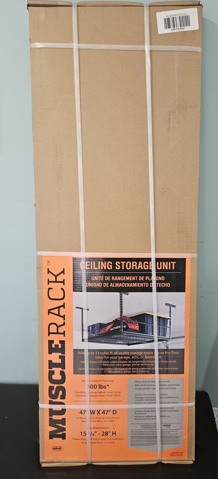 Silver Vein Heavy-Duty Steel Overhead Garage Storage Ceiling Rack With Wire Deck 47 In. W × 28 In H