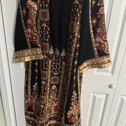 Thoub New Gold Color Trim M Size  Palestinian Dress
