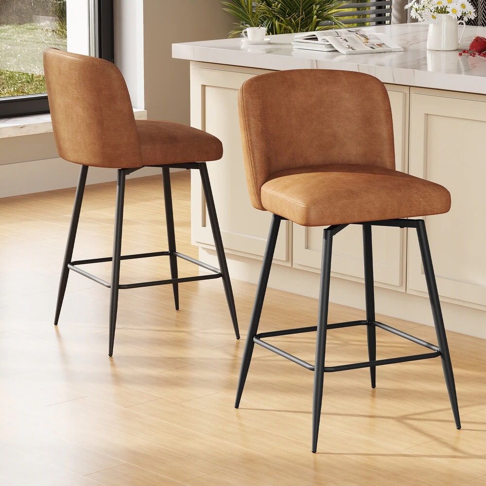 26.8"H Swivel Bar stool with Metal Legs Set