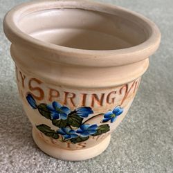 Vintage Ceramic Stoneware Planter, Decorated Piece For Growing Herbs Or Flowers