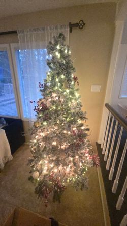 Flocked Artificial Christmas Tree with Lights