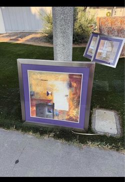 Multiple Framed Abstract Art Print with Purple Mat