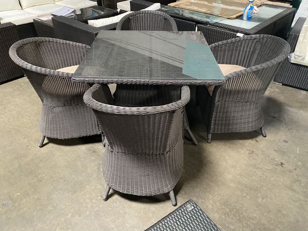 patio furniture 4 seats 1 table with glass floor display last set for Sale in Temecula, CA - OfferUp