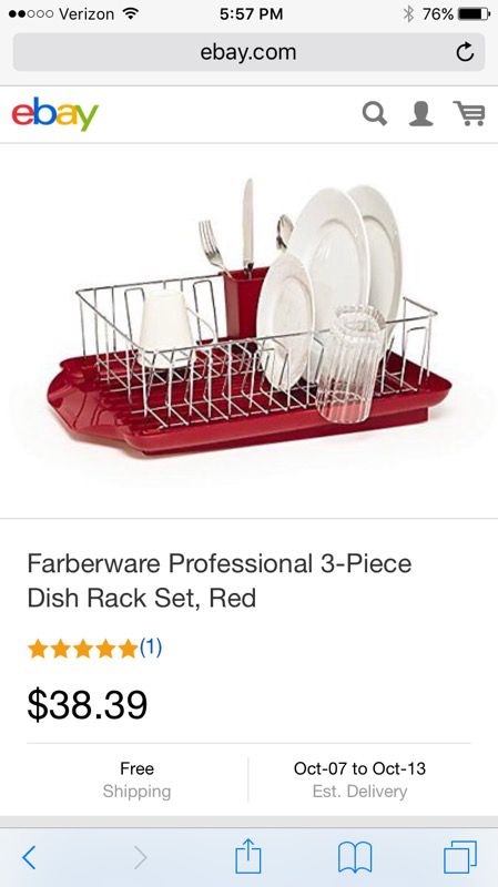 Farberware Professional 3 Piece Dish Rack Set - Red