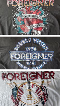 Set of  3XL Foreigner short sleeve tour tee shirts NWOT (26" armpit to armpit, 2XL sizes)