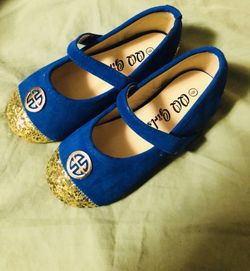Mary Jane blue-gold toe lovely evening shoes