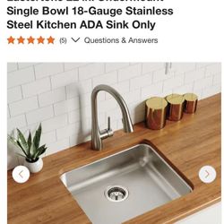 New Lustertone 22 in. Undermount SingleBowl 18-Gauge StainlessSteel Kitchen Sink