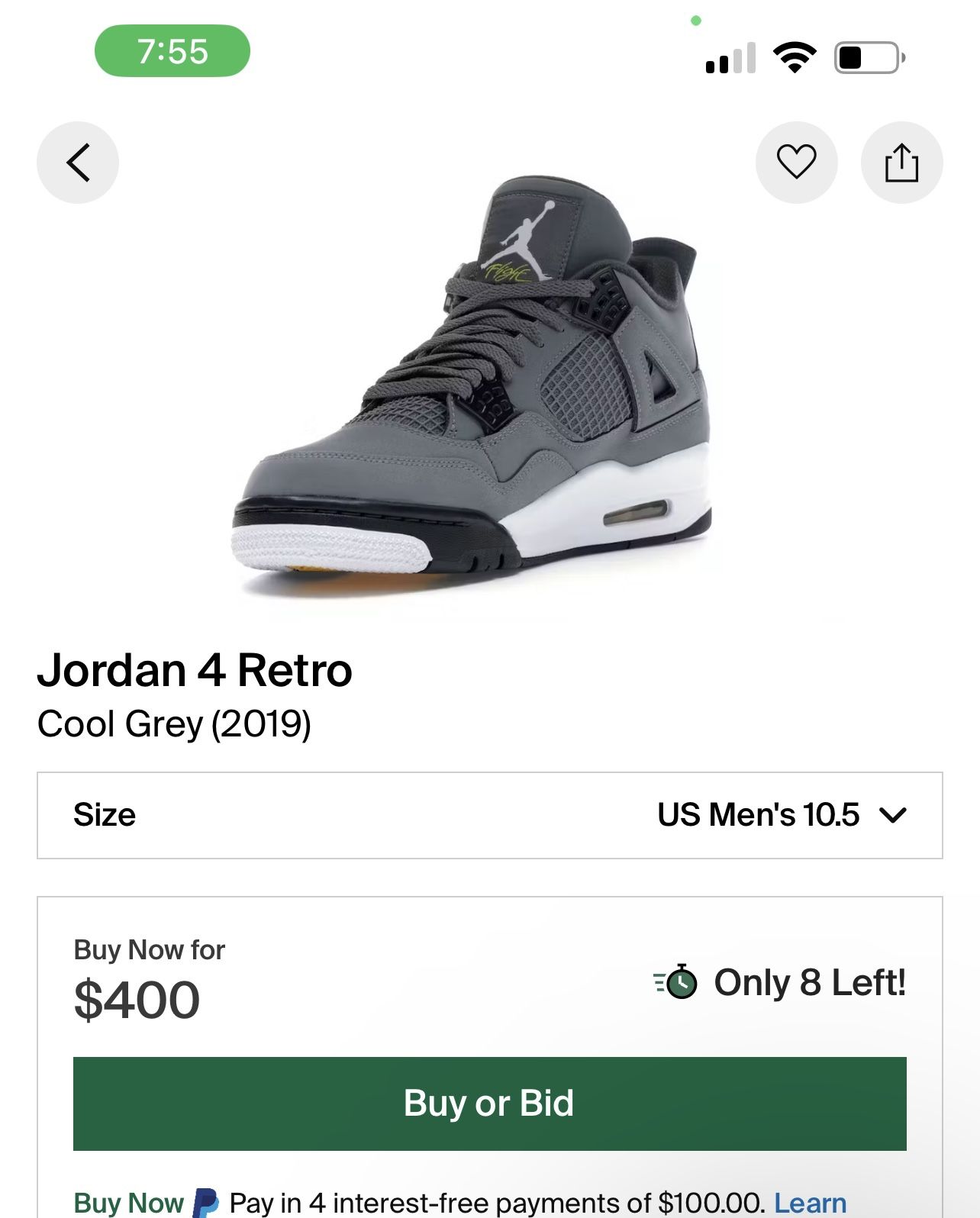 Jordan 4 Retro Cool Grey