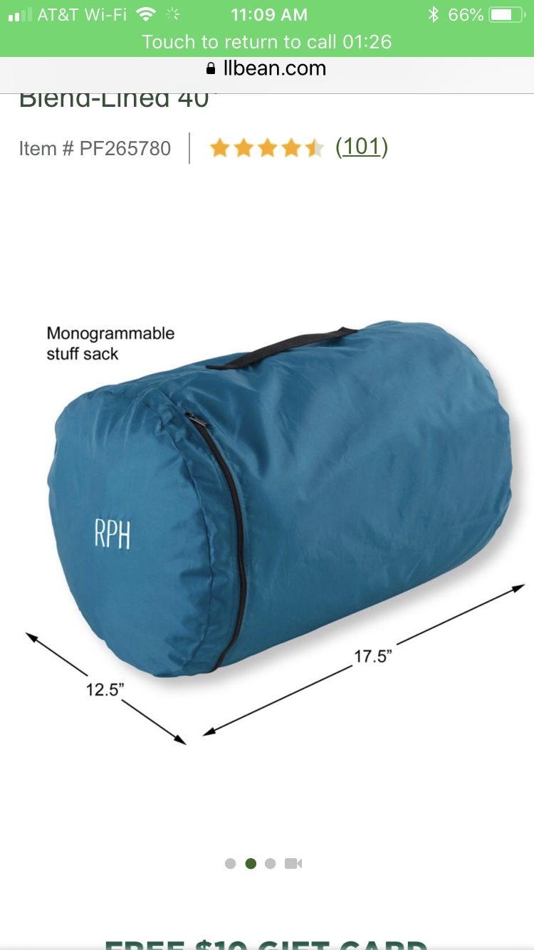 L.L. BEAN Camp Sleeping Bag, Kids' Cotton-Blend-Lined 40°