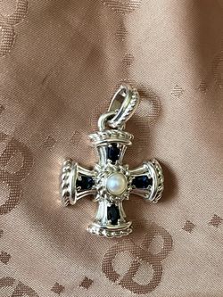 Vintage Judith Ripka Sapphire and 925 Sterling Silver Cross