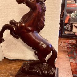 Hand Carved Wooden Mustang 