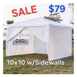 10  x 10 White Canopy Party Tent Wedding Tent Canopy With Sidewall