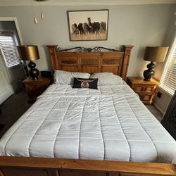 King Bedroom Set (Bed + 2 Nightstands + Dresser) – Solid Wood