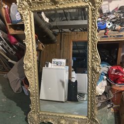 57in Vintage Gold Rococo Baroque Style Wall Mirror 