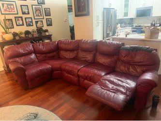 Sectional electric real leather couch