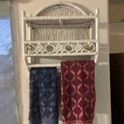 White Wicker Rattan Shelf 