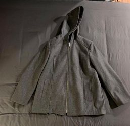 London Fog Gray Hooded Wool Blend Coat Jacket Women's PXL NWOT