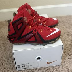 Nike LeBron 12 Elite Team 2015 RED, Worn 1 Time. Size 7.5 Rare