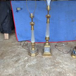 Antique porcelain and glass lamps