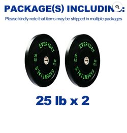 BalanceFrom Olympic Bumper Plate Weight Plate, 25 Ibs Pair Black