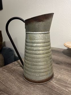 Rustic Galvanized Metal Pitcher