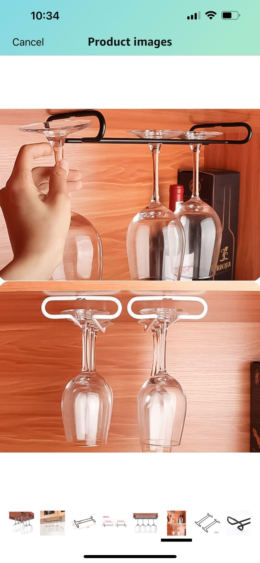 GeLive Under Cabinet Wine Glass Rack 10 Inch Black Set Of 4