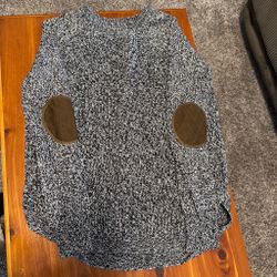 Marled Knit Sweater with Elbow Patches