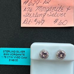 Pink Morganite & Sterling Silver Earrings-1.76ct