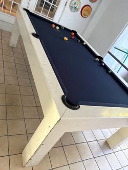 Pool Table with Navy Felt and Balls