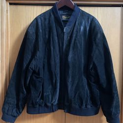 Mens Reed Black Suede Leather Bomber Jacket Size 4X , Good Clean Condition