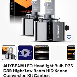 AUXBEAM D3 D3S D3R LED LIGHT BULBS BUILT-IN CANBUS ERROR FREE 90W HEADLIGHT KIT