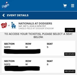 2 Dodger Tickets 140