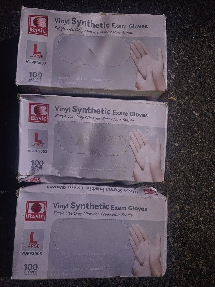 Basic Vynil Synthetic Exam Gloves Large
