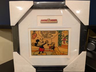 Mickey Mouse Sunday Comics Art and Pin Set with COA